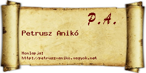 Petrusz Anikó névjegykártya