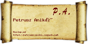 Petrusz Anikó névjegykártya
